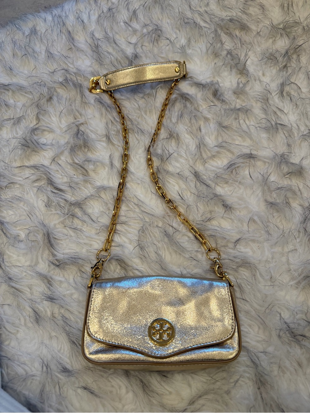 Tory Burch Gold Metallic Chain Shoulder Bag